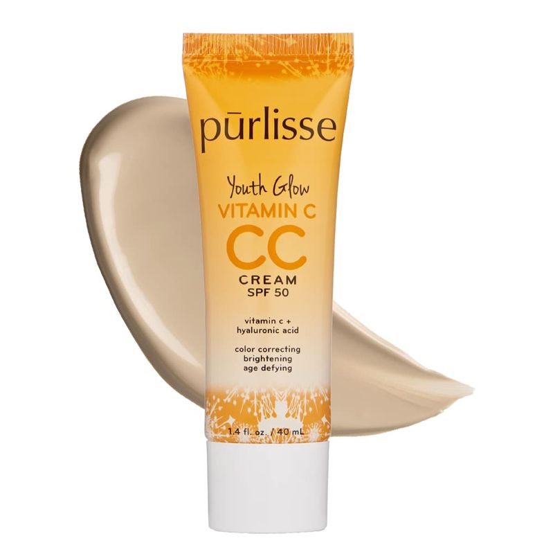 prlisse Youth Glow Vitamin C CC Cream SPF 50 Cruelty-Free &amp; Clean, Paraben &amp; Sulfate-Free, Full Coverage, Hydrates with Hyaluronic Acid | Light 1.4oz