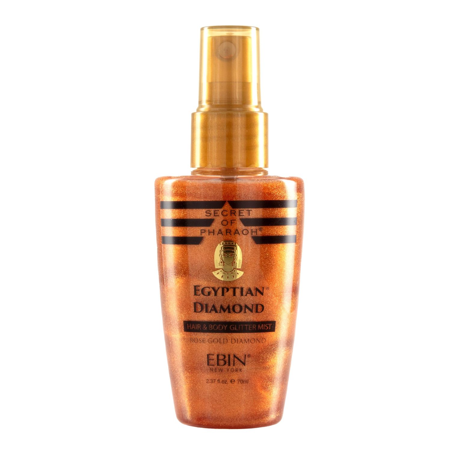 SECRET OF PHARAOH Egyptian Diamond Glitter Mist - Rose Gold 2.37fl.oz | Hair, Face &amp; Body Spray | Long-Lasting Quick-Dry Shimmer for Festivals, Raves, Clothes &amp; Travel Essentials