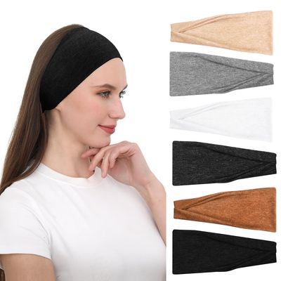 RITOPER Headbands for Women Non Slip, Wide Workout Headbands Cotton Black White Head Bands Hair Bands for Women&#39;s Hair, Thick Headbands Head Wraps for Fashion, Yoga, Running, Spa Day, Party, Travel