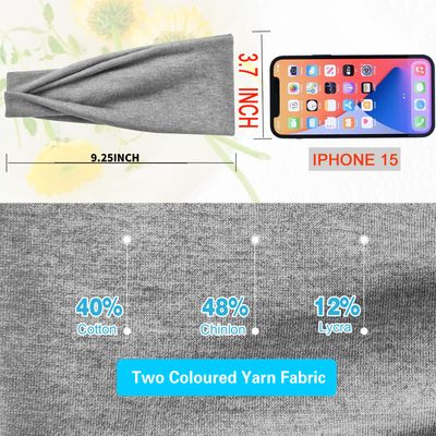 RITOPER Headbands for Women Non Slip, Wide Workout Headbands Cotton Black White Head Bands Hair Bands for Women's Hair, Thick Headbands Head Wraps for Fashion, Yoga, Running, Spa Day, Party, Travel