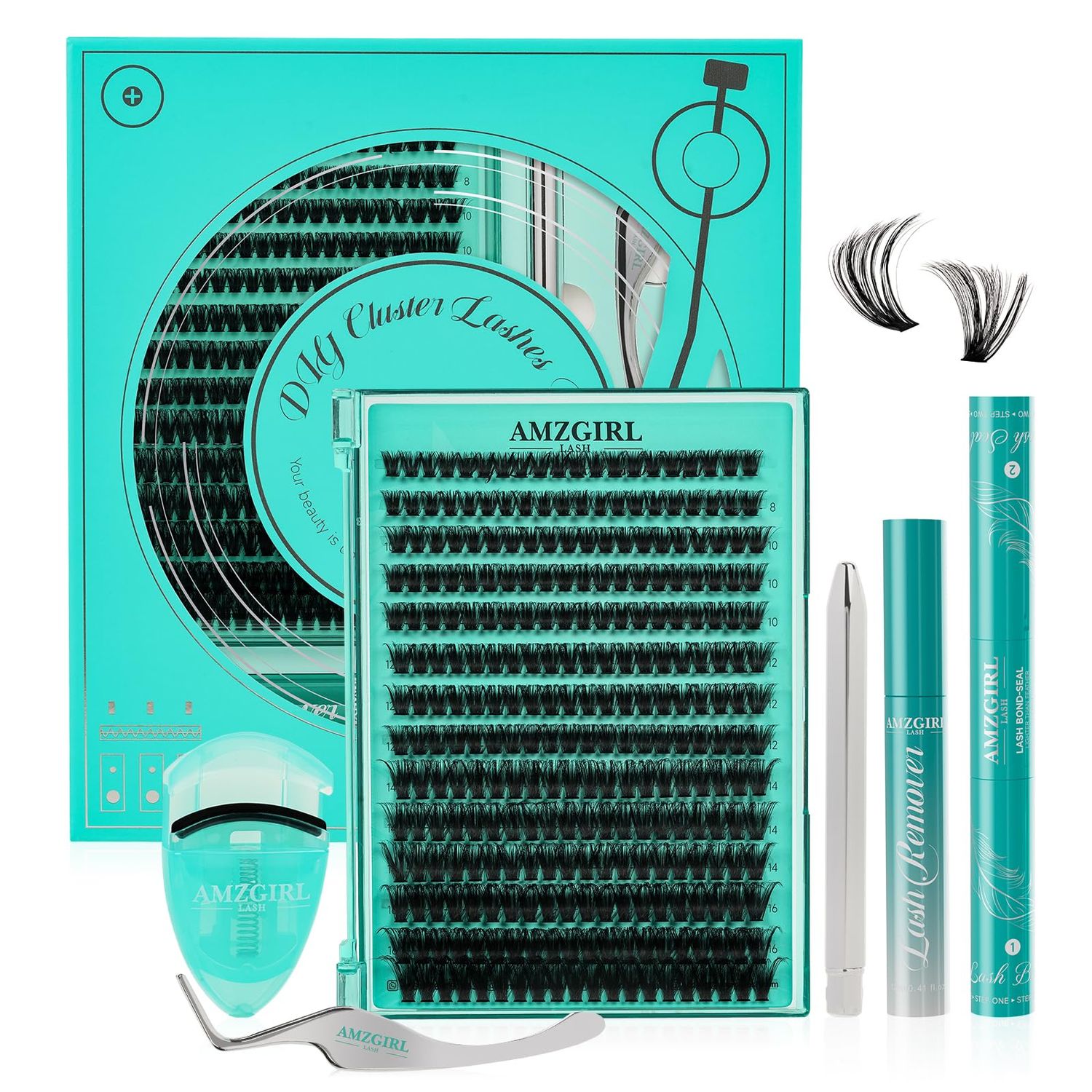 Lash Extension Kit 280Pcs,DIY Individual Lashes Clusters Kit,Lash Bond And Seal,Lash Remover For Eyelashes Extensions,Lash Applicator Tool For False Eyelash Cluster Kit(Blues(80D),D-Mix8-16mmKit)
