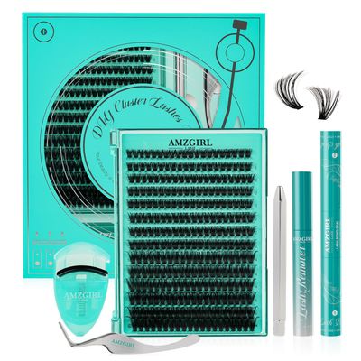 Lash Extension Kit 280Pcs,DIY Individual Lashes Clusters Kit,Lash Bond And Seal,Lash Remover For Eyelashes Extensions,Lash Applicator Tool For False Eyelash Cluster Kit(Blues(80D),D-Mix8-16mmKit)