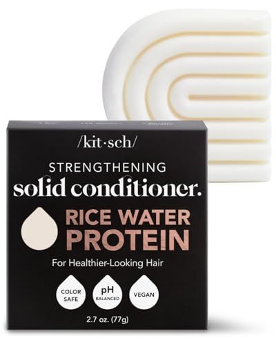 Kitsch Rice Water Hair Conditioner Bar for All Hair Types, Organic, Natural Strengthening, Cleansing and Moisturizing Solid Conditioner Bar Made in US, Eco-Friendly, Paraben Free, Sulfate Free, 2.7 oz