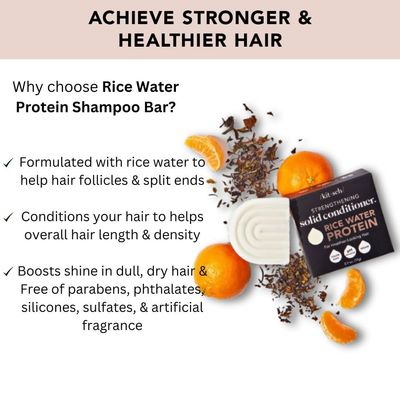 Kitsch Rice Water Hair Conditioner Bar for All Hair Types, Organic, Natural Strengthening, Cleansing and Moisturizing Solid Conditioner Bar Made in US, Eco-Friendly, Paraben Free, Sulfate Free, 2.7 oz