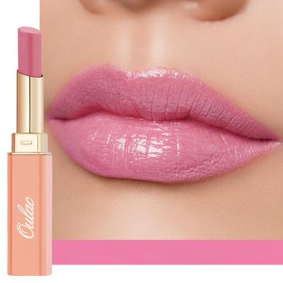 Oulac Warm Pink Shine Lipstick - Moisturizing Lip Stick Glossy Tinted Lip Balm, Sheer Shine Juicy Finish, Lightweight and Hydrating Formula for Dry Lip Care, Vegan 2.2g0.07oz (07)