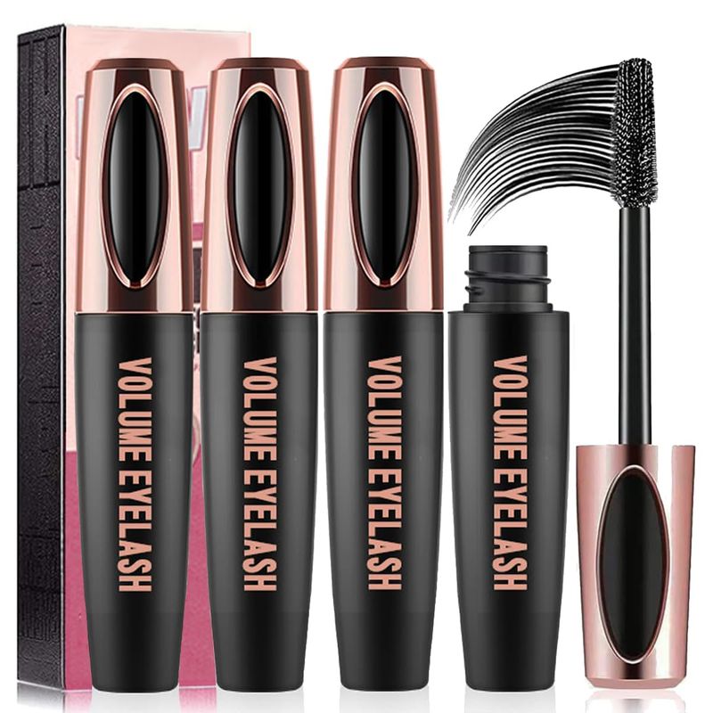 3 PCS 4D Silk Fiber Lash Mascara Waterproof Mascara Eyelash Extension Thicker Voluminous Eyelashes, Smudge-proof, Long-Lasting, Dramatic Extension, Smudge-proof, Hypoallergenic Formula (3 Packs)