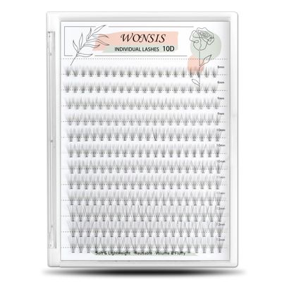 WONSIS Individual Lashes, Lash Clusters, 240 Pcs 10D Individual Lash Extensions, Natural Soft Lightweight Reusable, Thickness 0.07mm C Curl False Eyelashes 89101112mm (10D 8-12mm)