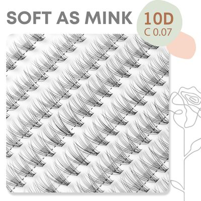 WONSIS Individual Lashes, Lash Clusters, 240 Pcs 10D Individual Lash Extensions, Natural Soft Lightweight Reusable, Thickness 0.07mm C Curl False Eyelashes 89101112mm (10D 8-12mm)