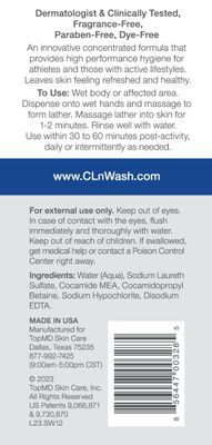CLn SportWash - High-Performance Sport Body Wash, For Men &amp; Women Prone to Body Odor, Foot Odor, Ringworm, Folliculitis, &amp; Back Acne, Fragrance-Free &amp; Paraben-Free, 12 fl. oz.