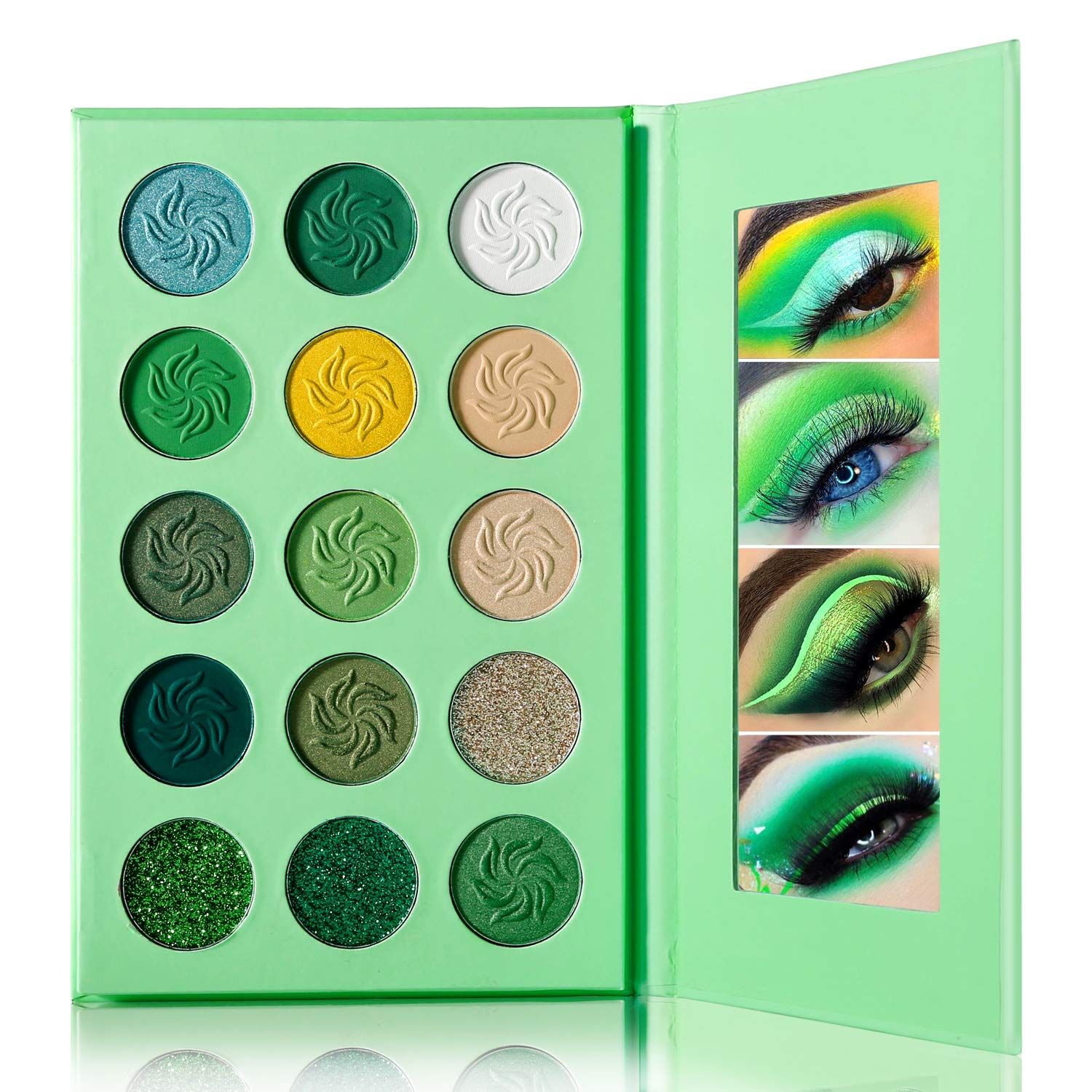 DE&#39;LANCI Avocado Green Eyeshadow Palette 15 Colors, Highly Pigmented Eyeshadow Pallete Matte Shimmer Glitter Eye Shade Grinch Makeup, Long Wear Cruelty Free Nude Yellow Emerald Green Eye Shadow Pallet