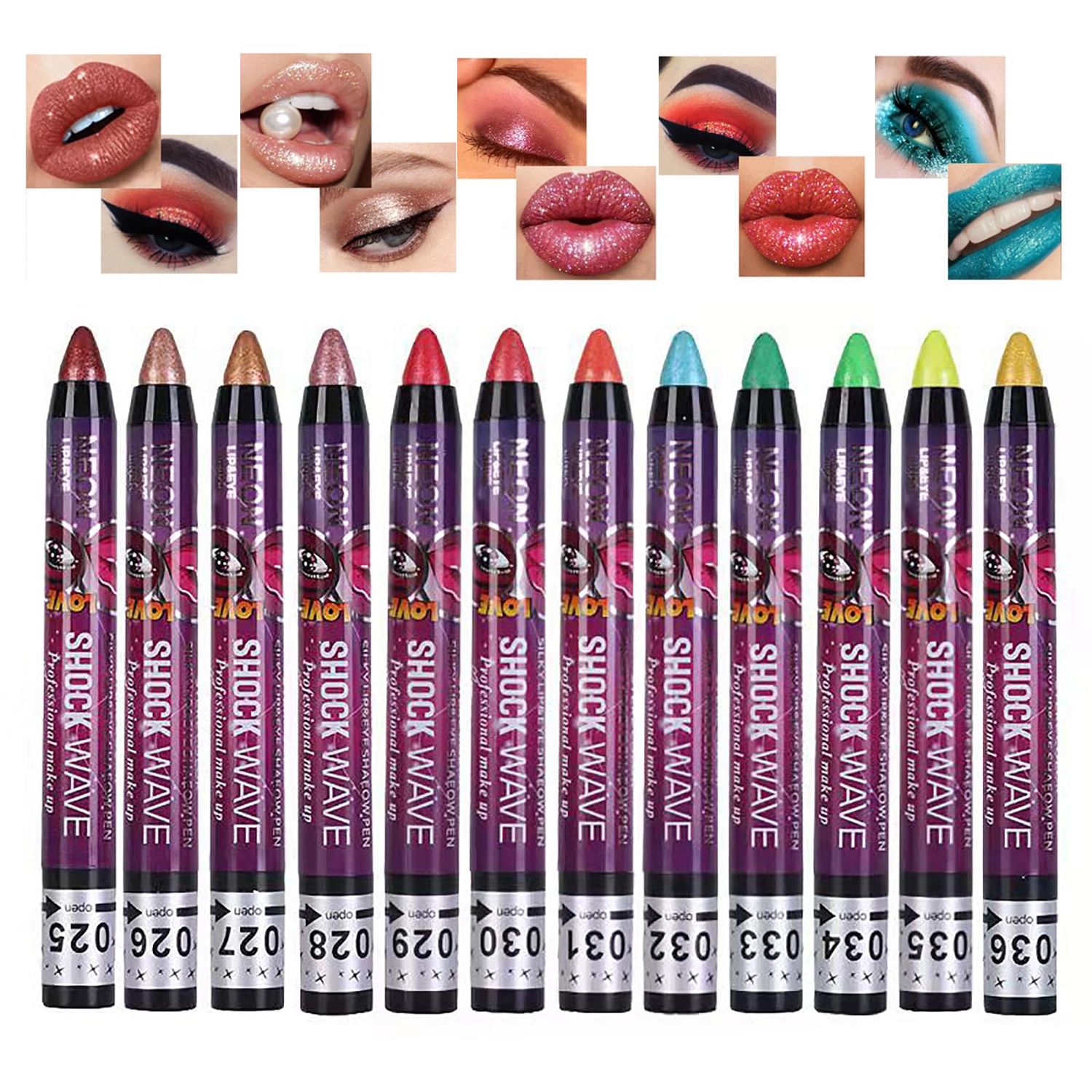 Joyeee Eyeshadow Stick Set, 12Pcs Shimmer Cream Eyeshadow Pen High Pigmented Eye Shadow Stick Waterproof Long Lasting Eye Makeup Gift for Women Girls