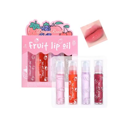 Pakivs 4 Pcs Fruit-Flavored Lip Gloss Set,Transparent Colorless Moisturizing Plumper Lip Lotion Rolling Ball Lip Oil Liquid Lipstick