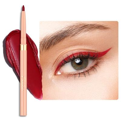 Oulac Red Eyeliner Pencil Retractable 2in1 Waterproof Eye Liner and Lip Liners, Smooth and Creamy, Long Lasting Matte Finish, Vegan &amp; Cruelty-Free, 07 Cherry