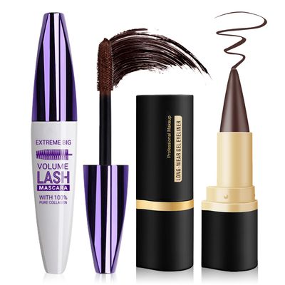 LZXLUKGIR Brown Gel Eyeliner Pencil and Brown Tubing Mascara,Long-lasting Colored Eye Liner,Matte Brown Eyeliner Crayon,Goth Halloween Makeup Create Statement Eye Makeup - Set B