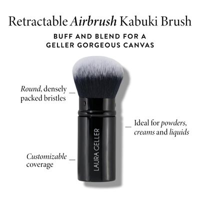 LAURA GELLER NEW YORK Retractable Airbrush Kabuki Brush for All Face Makeup &amp; Foundation for Liquid, Cream and Powder Face Makeup With Aluminum Handle