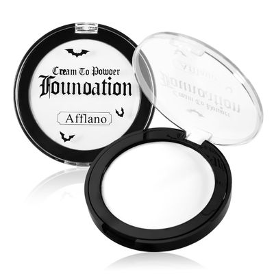 Goth White Face Body Paint Makeup Foundation, DE&#39;LANCI Professional Semi-matte White Foundation Makeup, Smudge-Proof White Face Paint Foundation for Halloween Clown Joker SFX Zombie Monster Costume