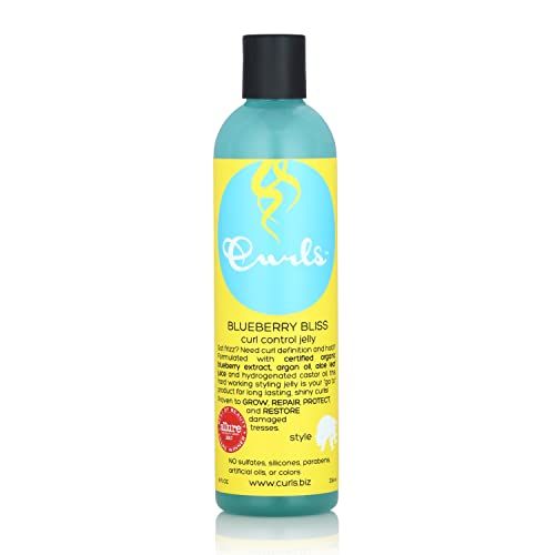 Curls Blueberry Bliss Control Jelly - 8 oz, Define &amp; Defrizz, Wash and Go&#39;s, Twist Outs &amp; Braid Outs, for Wavy, Curly, and Coily Hair Types