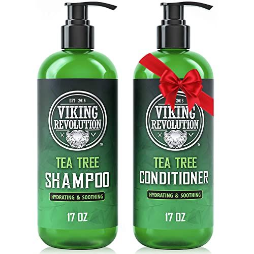 Viking Revolution Tea Tree Shampoo and Conditioner Set - Hydrates, Moisturizes &amp; Soothes Dry and Itchy Scalps - With Natural Tea Tree Oil - 17 oz
