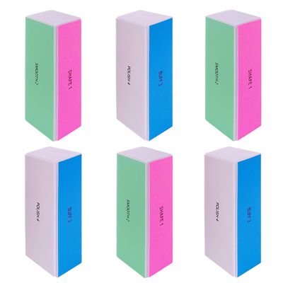 4 Way Nail Buffer Block (6 pcs), Nail Shine Buffers Blocks Files for Natural and Acrylic Nails Smoother Buffing Block Polisher Fingernail File Buffer 1202406003000 Grit for Buffing Shinning