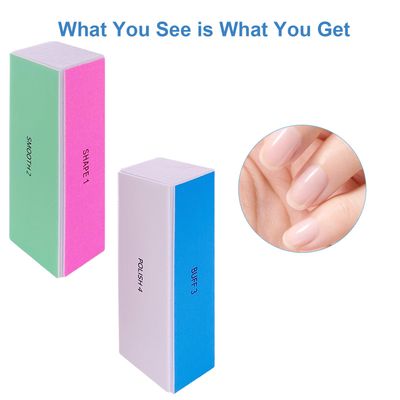 4 Way Nail Buffer Block (6 pcs), Nail Shine Buffers Blocks Files for Natural and Acrylic Nails Smoother Buffing Block Polisher Fingernail File Buffer 1202406003000 Grit for Buffing Shinning