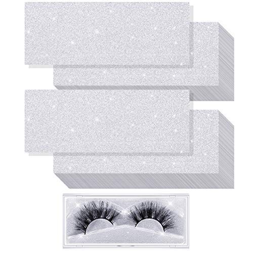 Blulu 50 Pieces Lash Box Internal Glitter Background Paper Rectangle Glitter Cardstock for False Eyelashes Storage Box lashes Case Holder Makeup Cosmetic Container, No Eyelashes Box