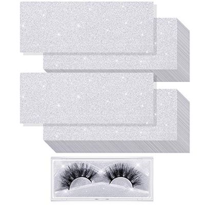 Blulu 50 Pieces Lash Box Internal Glitter Background Paper Rectangle Glitter Cardstock for False Eyelashes Storage Box lashes Case Holder Makeup Cosmetic Container, No Eyelashes Box
