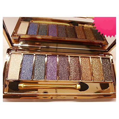 DISAAR BEAUTY 9 Colors Glitter Eyeshadow Eye Shadow Palette &amp; Makeup Cosmetic Brush Set NEW (#04)