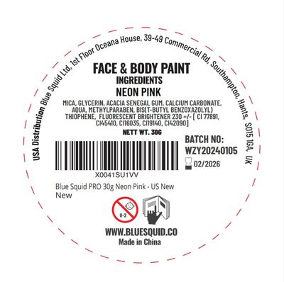Blue Squid PRO Face Paint - Professional Water Based Single Cake Facepaint &amp; Body Paints - SFX Makeup, Kids Adults Face Painting for Costume, Halloween, Cosplay - Neon Pink 30g  1oz