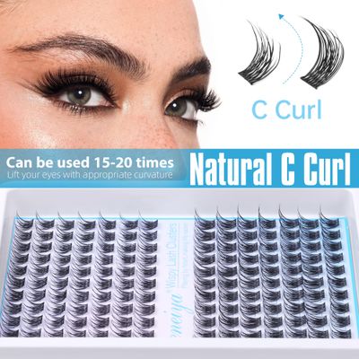 Short Lash Clusters Wispy C Curl Eyelash Clusters 10-12MM Individual Eyelashes Natural Cluster Eyelash Extensions Natural Looking Cluster Lashes by Geeneiya154PCS, C Curl, 10-12mm)