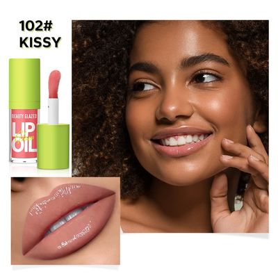 Beauty Glazed Big Brush Head Lip Oil, Ultra-Hydrating &amp; Nourishing, Smooth Glossy Finish Lip Glow Oil, Shiny and Vegan Tinted Lip Gloss, Non-Sticky Formula (1, 102# KISSY)