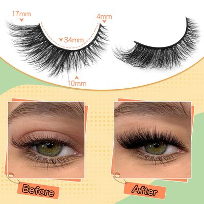 Natural Lashes Cat Eye Fluffy False Eyelashes Wispy Mink Lashes that Look Like Extensions Fox Eye Lashes 9 Pairs by Zegaine