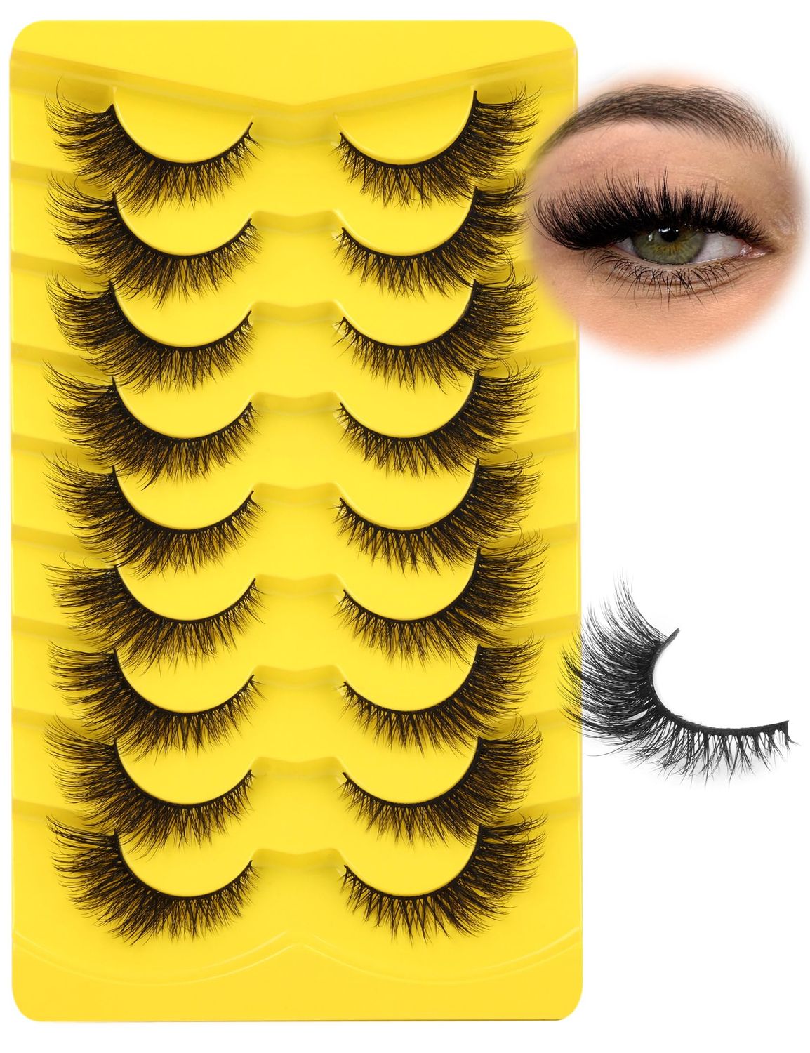 Natural Lashes Cat Eye Fluffy False Eyelashes Wispy Mink Lashes that Look Like Extensions Fox Eye Lashes 9 Pairs by Zegaine