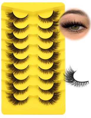 Natural Lashes Cat Eye Fluffy False Eyelashes Wispy Mink Lashes that Look Like Extensions Fox Eye Lashes 9 Pairs by Zegaine