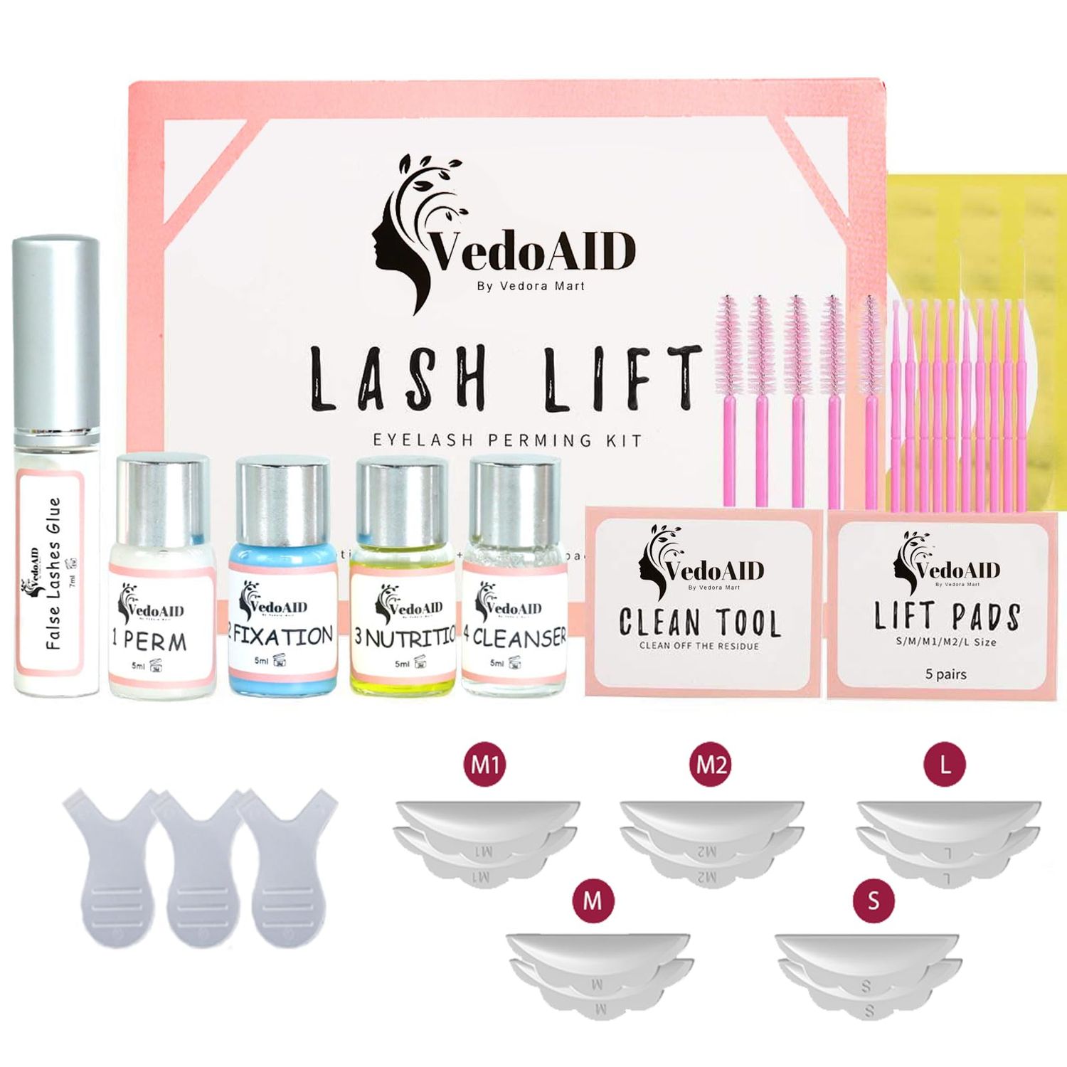 2025 VedoAID New Upgraded EyeLash Lift Kit Eyelash Extension Kit Eyelash Perm Kit, Eyelash Lifting &amp; Eyelash Curling Includes Eye Shields, Pads, Accessories, Easy for Beginner,Achieve Salon-Quality