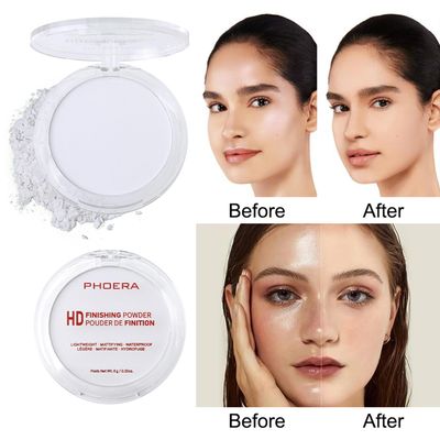 PHOERA Foundation Pressed Face Powder, Soft Focus Setting Powder, Silky Powder For Creating Without Shine, Smooths Pores &amp; Lines, Up to 24H Wear Oil Control,0.28 Oz (002 Banana)
