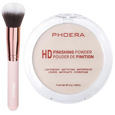 PHOERA Foundation Pressed Face Powder, Soft Focus Setting Powder, Silky Powder For Creating Without Shine, Smooths Pores &amp; Lines, Up to 24H Wear Oil Control,0.28 Oz (002 Banana)