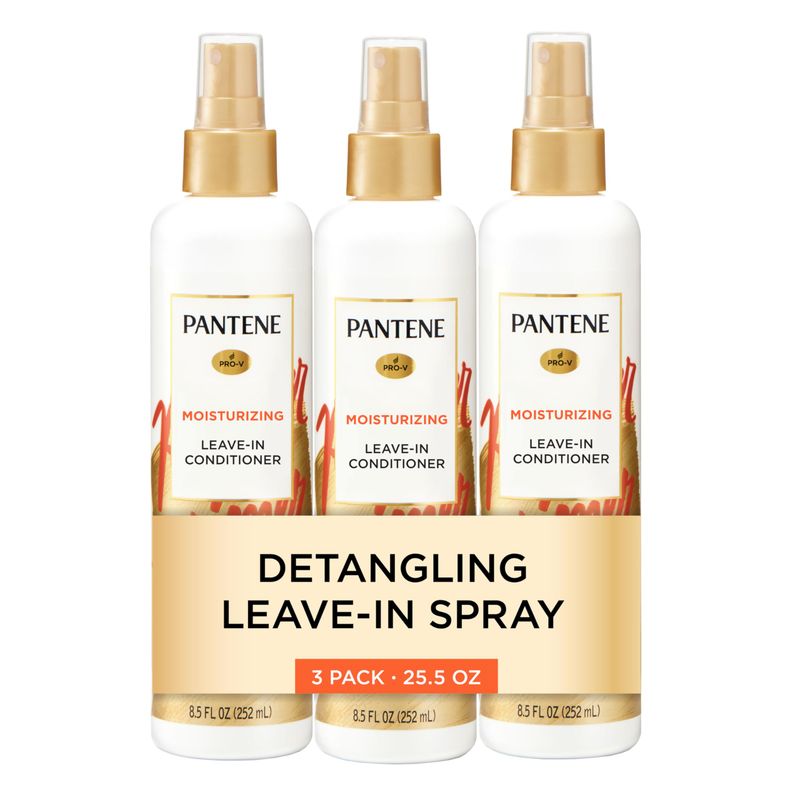 Pantene Conditioning Detangler Spray, Pro-V Repair &amp; Protect, Nutrient Boost for Damaged Hair, Antioxidant Enriched, Leave-In Conditioner, Smooth &amp; Shine, Sulfate-Free, 8.5 Fl Oz, 3 Pack