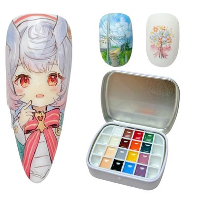 16 colours Narina The Artist Palette x MPA with mixing pad, 2 mini palettes, 24 grids for Nail Art, Solid colour 5g each High Pigment &amp; Coverage.