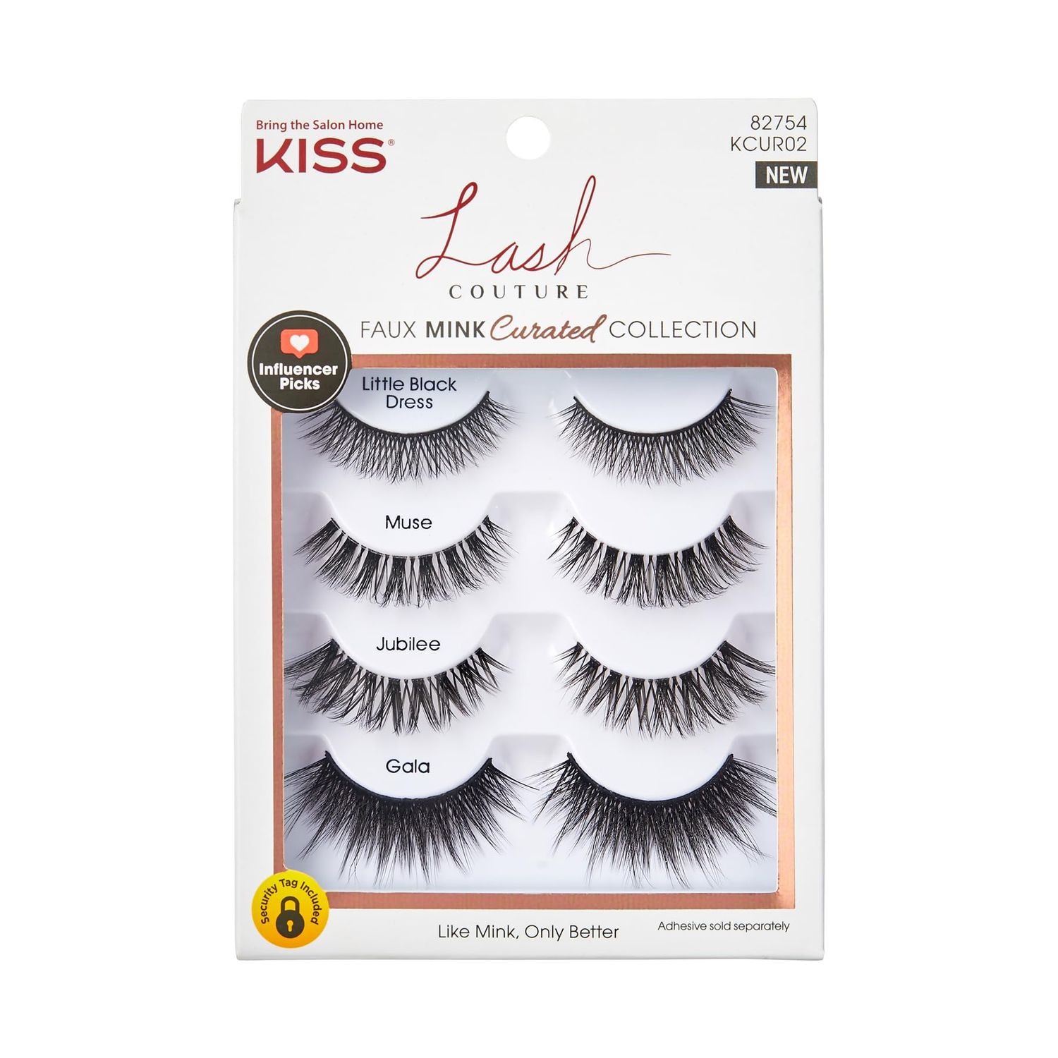 KISS Lash Couture Faux Mink False Eyelashes Multipack, Celebrity Favorite Wispy Effect, Volume &amp; Curl, Lash Extensions Look, Crisscross Pattern, Reusable, Cruelty Free, Contact Lens Friendly, 4-Pair