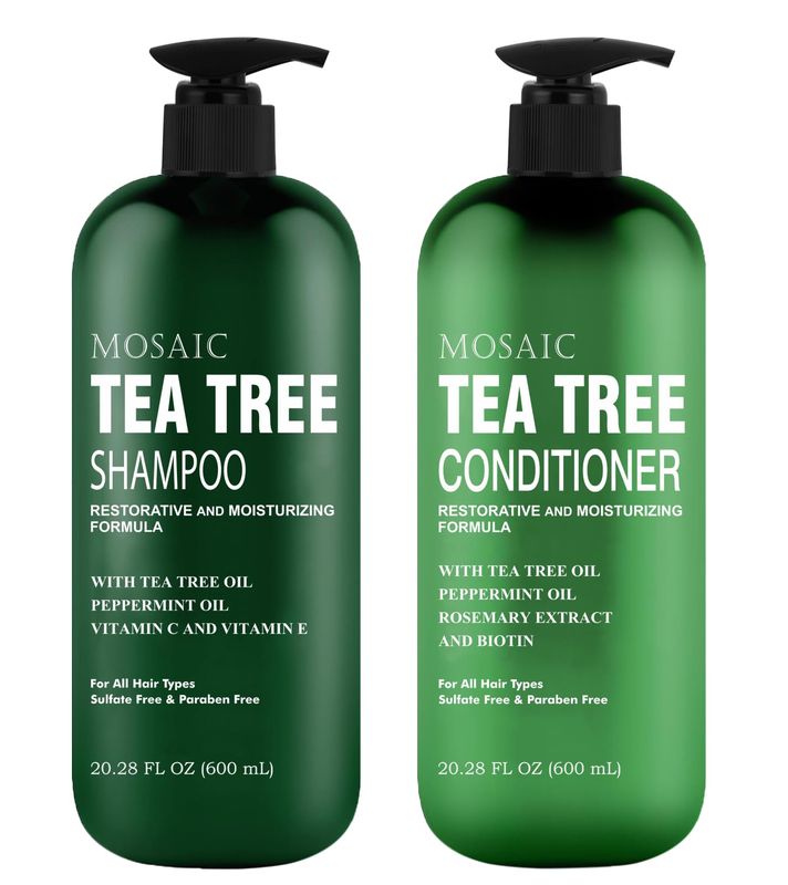Tea Tree Shampoo and Conditioner Set for Hair Growth, Thinning Hair Loss Treatments Women &amp; Men, Thickening Products, Paraben &amp; Sulfate Free 20.2 FL Oz Each.