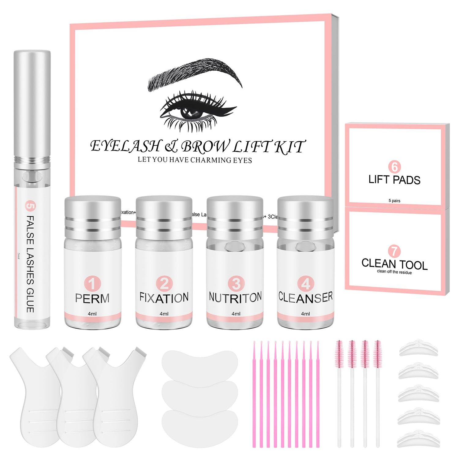 2 In 1 Lash Lift Kit &amp; Eyebrow Lamination Kit, Professional Lash Lift and Brow Lamination Kit Salon Home DIY Use, Curling Wave, Lash Extensions, Brow Perm, Long Lasting for 6-8 Weeks