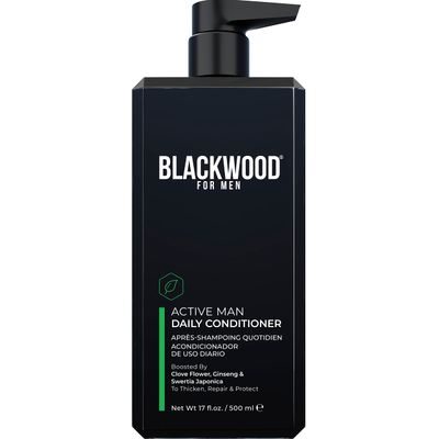 BLACKWOOD FOR MEN Active Man Daily Conditioner - Men&#39;s Thickening Conditioner for Hair Loss &amp; Dandruff - Deep Treatment for Shine - Natural Vegan Formula - Sulfate, Paraben, &amp; Cruelty-Free (17 Oz)