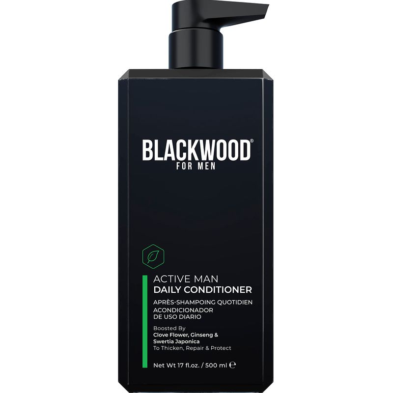 BLACKWOOD FOR MEN Active Man Daily Conditioner - Men's Thickening Conditioner for Hair Loss &amp; Dandruff - Deep Treatment for Shine - Natural Vegan Formula - Sulfate, Paraben, &amp; Cruelty-Free (17 Oz)