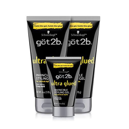 Got2B Ultra Glued Invincible Styling Gel 2 - 6 oz tubes  1 Travel 1.25 oz tube