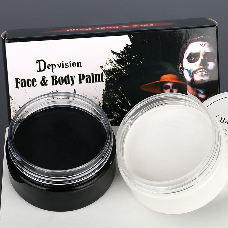 Professional Cream Face Paint Body Paint Oil Based Face painting Makeup for Kids and Adults Single Color Halloween SFX Christmas Party (Black50gWhite50g)