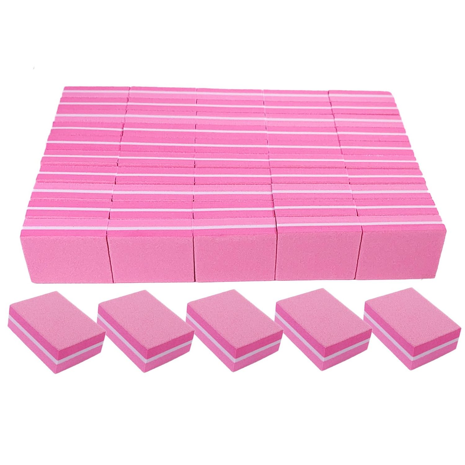 180240 Grit Nail Buffers (50 Pack), Mini Buffer Block Nail File for Acrylic Nails and Natural Nails, Professional Nail Buffer Block Bulk Buffing Blocks for Nail Buff Manicure File Blocks Set Pink