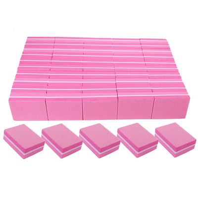 180240 Grit Nail Buffers (50 Pack), Mini Buffer Block Nail File for Acrylic Nails and Natural Nails, Professional Nail Buffer Block Bulk Buffing Blocks for Nail Buff Manicure File Blocks Set Pink
