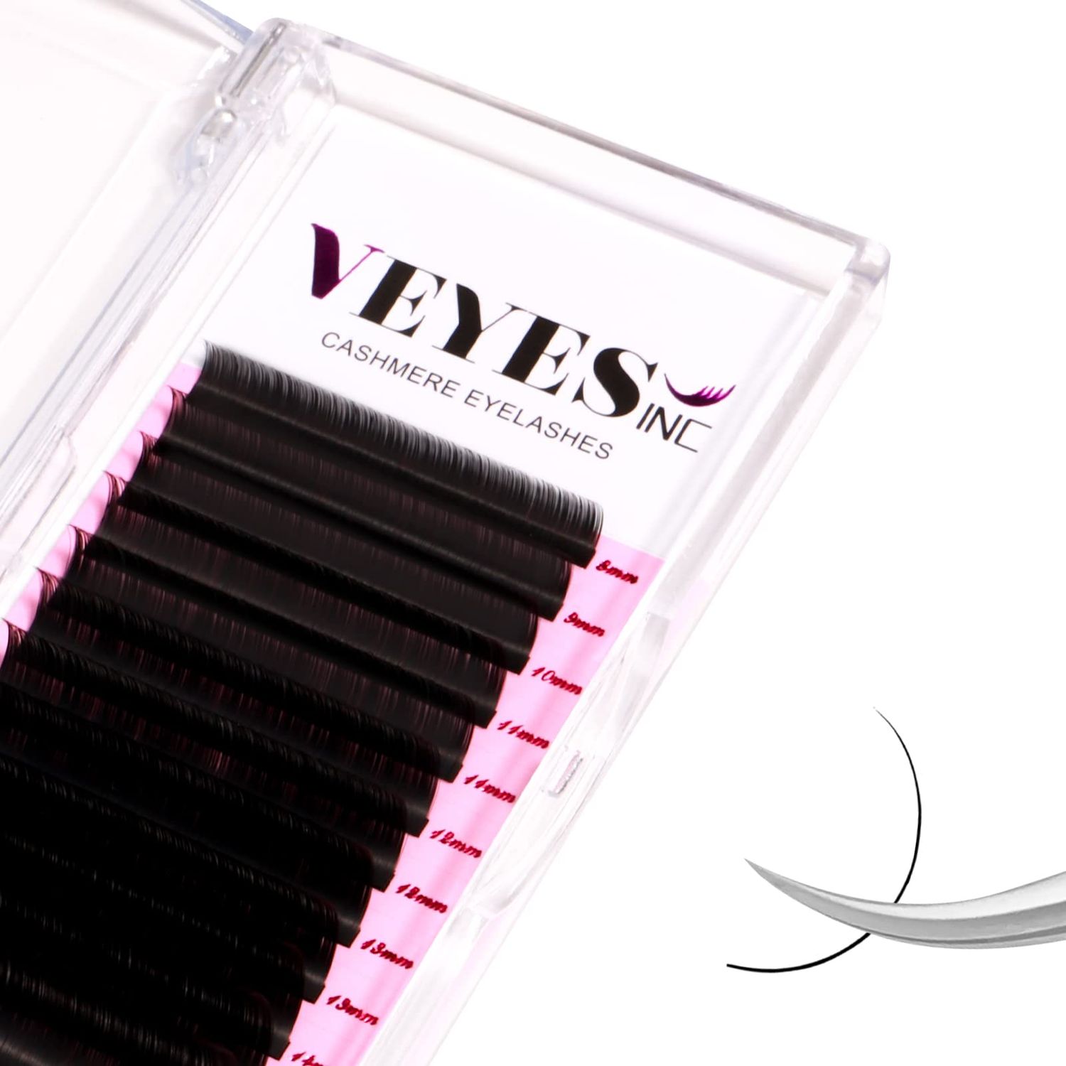 VEYES INC Cashmere Volume Lash Extensions C CC D DD LD L B J M Curl 0.03-0.20 thickness 5-25mm, Super Matte Black Individual Eyelashes Tray, Professional Supplies for Lash Techs (0.05 CC 12mm)