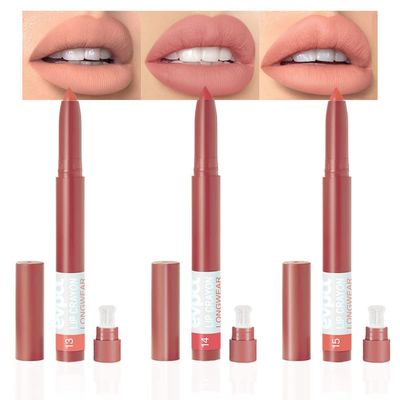 BINGBRUSH 3Pcs Crayon Matte Longwear Lipstick Pack Set,Moisture Smooth Lipliner With Built-in Sharpener Ultimate Lip Crayon for Makeup- Waterproof Velvet Lipgloss Lip Stain