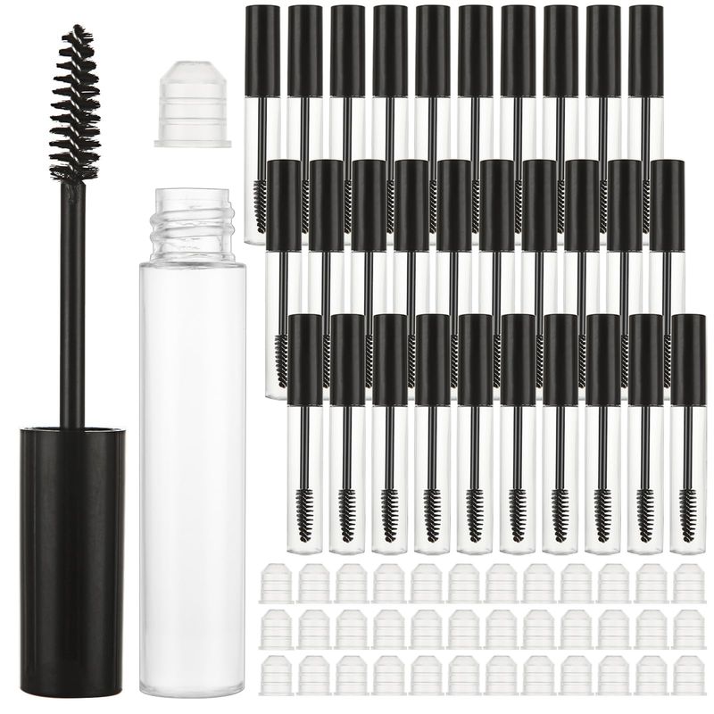 YAYODS 50 Pack of 10 ml Empty Mascara Tube and Wand Refillable Clear Eyelash Mascara Containers Plastic Mascara Bottle for Castor Oil, DIY Cosmetics